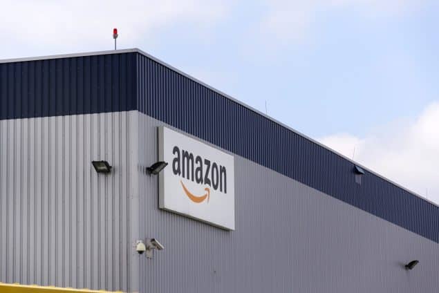 Amazon logo on its logistics building
