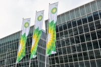 British Petroleum flags on company building