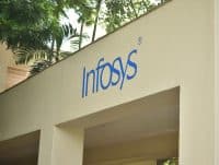 Infosys logo at office building in India