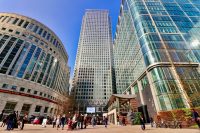 Skyscrapers in the Financial centre of Canary Wharf in London, Great Britain