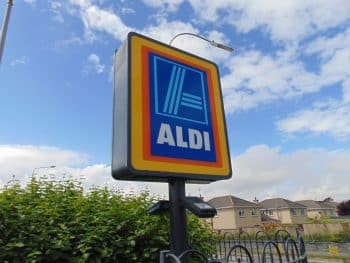 Aldi Sign based outside its supermarket located in Kildare