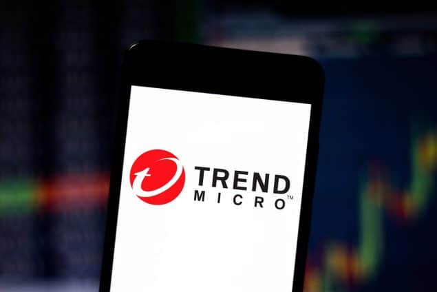 Trend Micro logo is displayed on a smartphone