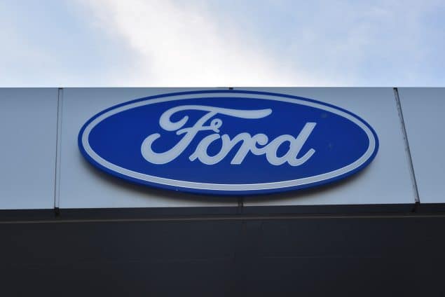 Ford logo on building facade