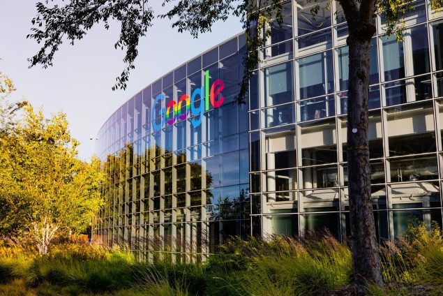 Google office building in the Company`s campus in Silicon Valley