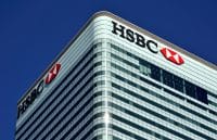 HSBC office building HQ in London financial district Canary Wharf