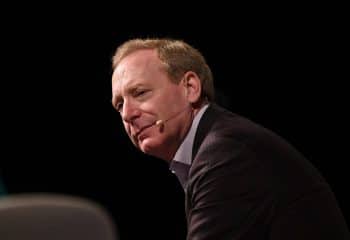 Microsoft President Brad Smith on Future Societies stage during day two of Web Summit 2019 at the Altice Arena in Lisbon, Portugal.