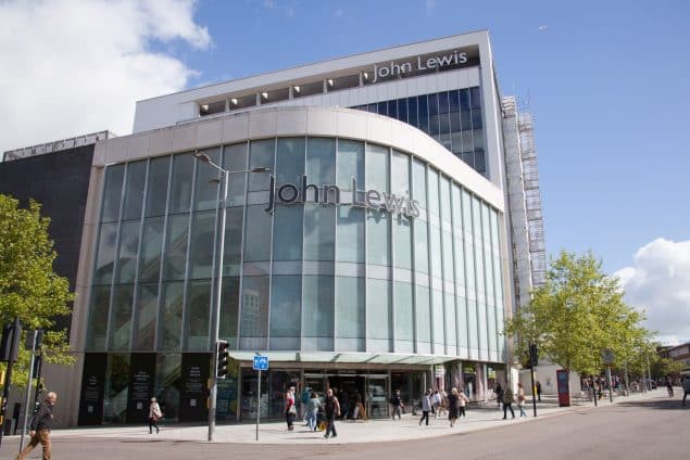 The John Lewis shop on the High Street in Exeter, Devon in the UK