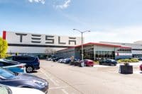 Exterior view of Tesla Factory located in East San Francisco bay area, California