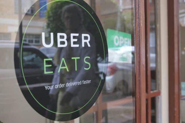 Uber Eats Sign on a restaurant door