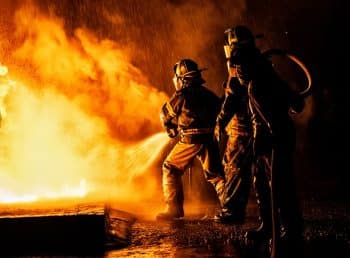Firefighters battle a huge blaze