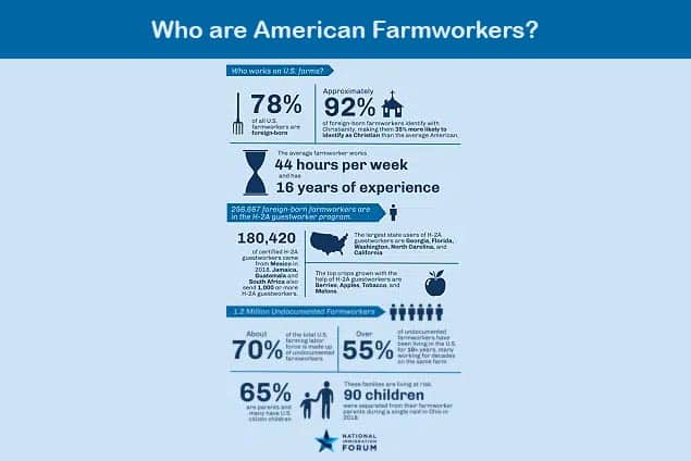An infogrpahic shwoing how many US farmworkers are migrant workers