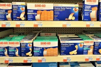 BandAid in boxes on shelves